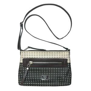 Fossil Dawson Polka Dot Brown, Black and Cream Crossbody Purse